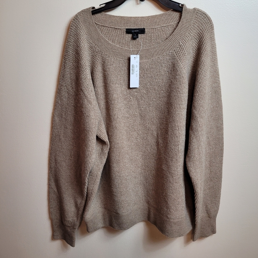 J. Crew Knit Tan Wool Blend Pullover Sweater Size L
